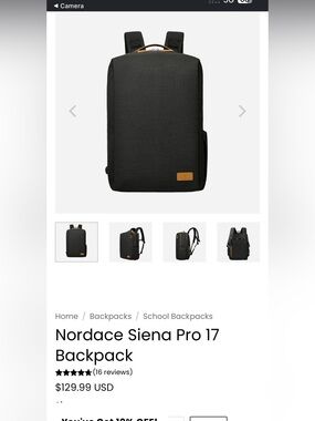 Nordace Siena Pro 17 Backpack — Black